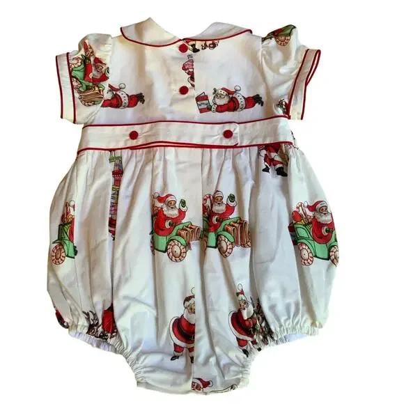 Sal & Pimenta Baby Smocked Busy Santa‎ Bubble - Picture 5 of 5